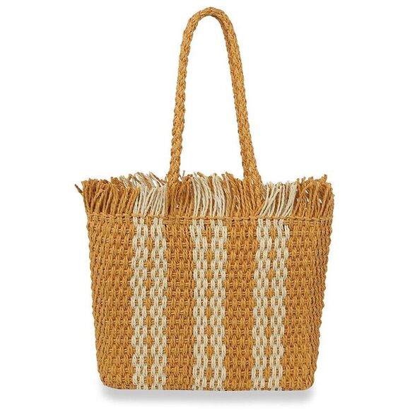 Handbags - Women Mustard Straw Bag Summer Beach Large Tote Bag Handmade Woven